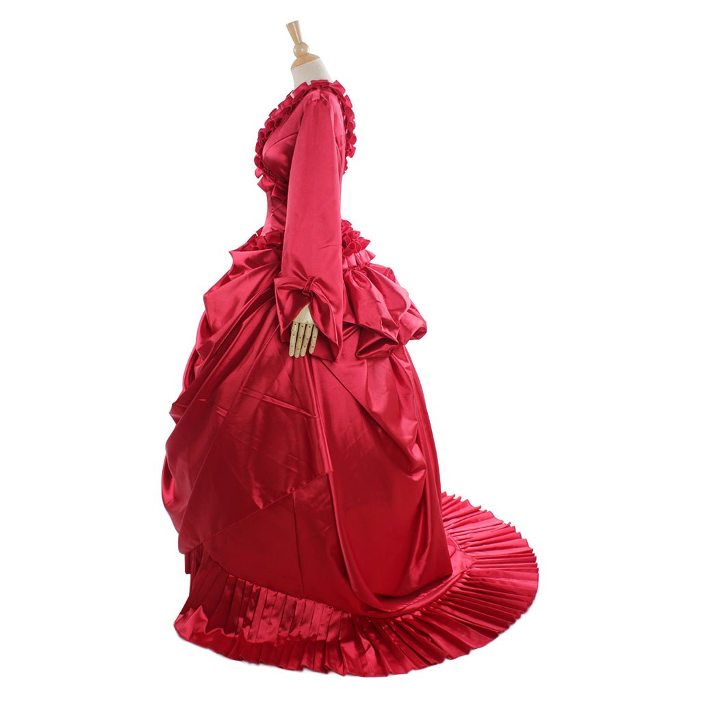 Vestido de Vampira Dracula Mina Rojo con Polisón - Traje de Cosplay para Mujer, Fiesta de Época Victoriana, Boda Barroca - Fantasia Cosera