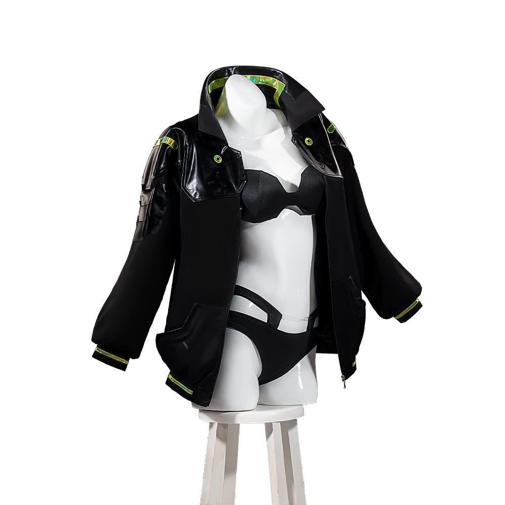 Traje de Cosplay de Rebecca de Cyberpunk: Edgerunners - Abrigo Negro para Halloween - Fantasia Cosera