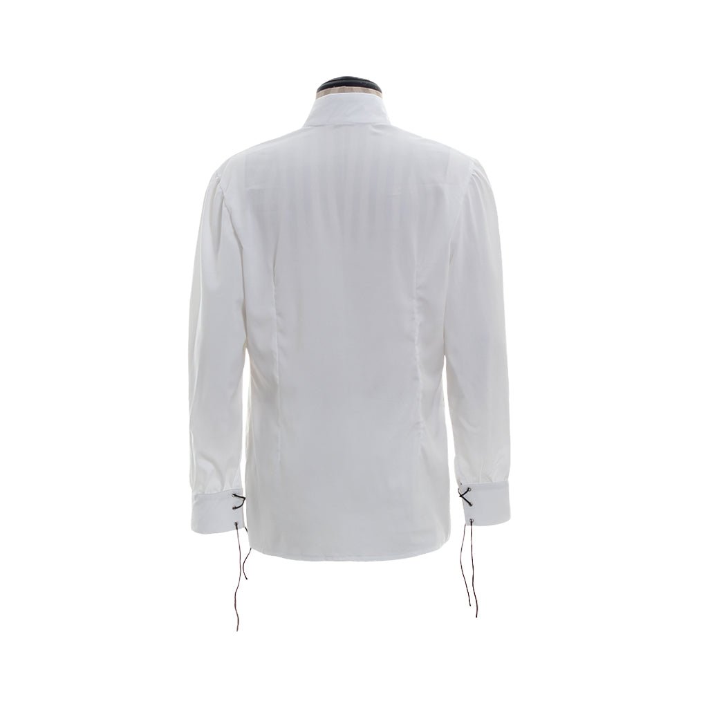 Traje de Pirata Medieval para Hombre - Camisa Blanca y Chaleco Negro con Flecos para Halloween | Fantasía Cosera - Fantasia Cosera