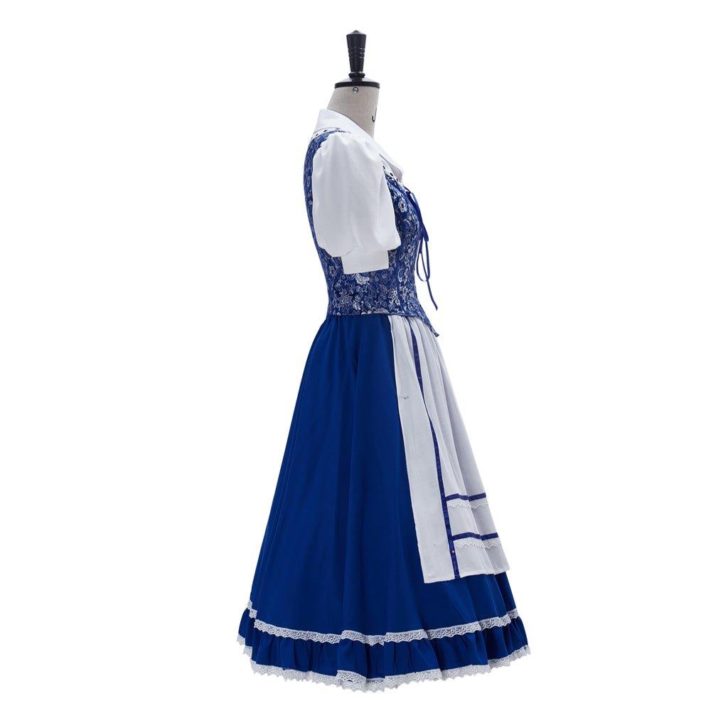 Vestido de Doncella Azul de Belle para Mujer - Disfraz de Princesa Belle - Fantasia Cosera