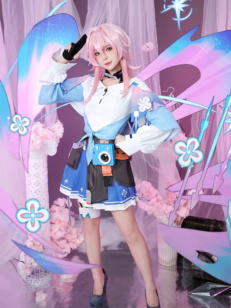 Traje de Cosplay de Marzo 7 del Juego Honkai Star Rail - Vestido Azul para Mujer - Fantasia Cosera