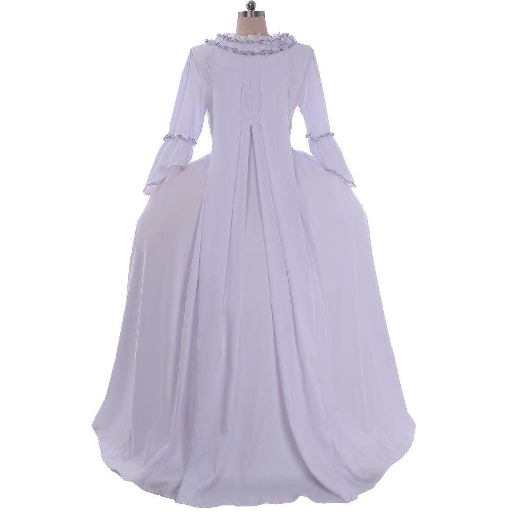Vestido de Cosplay de Marie Antoinette para Mujer | Vestido Rococó Blanco con Volantes del Siglo XVIII - Fantasia Cosera