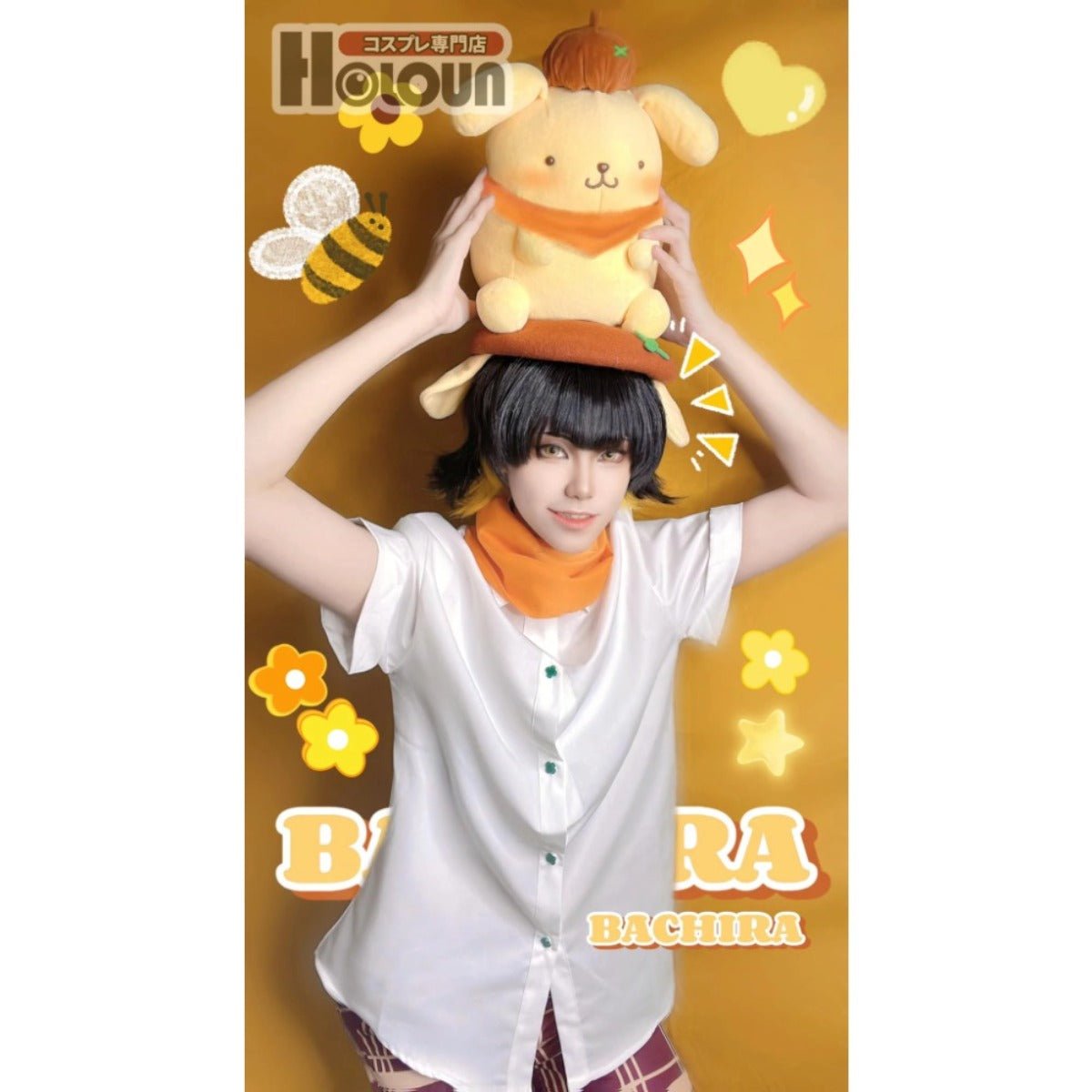 Disfraz de Cosplay de Bachira de Blue Lock con Peluca, Camisa, Pantalones, Bufanda y Sombrero - Fantasia Cosera