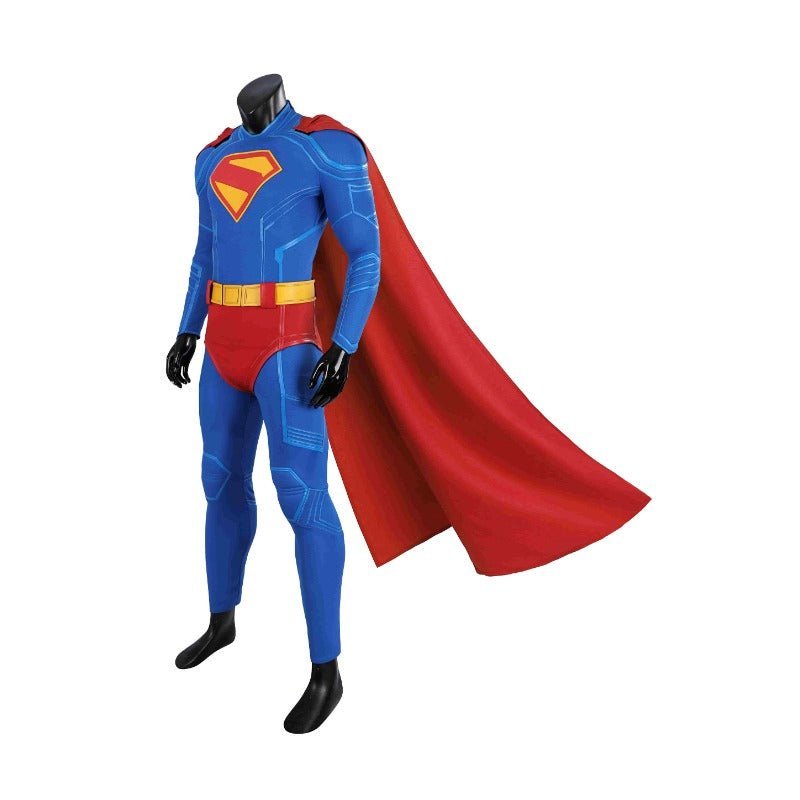 Traje de Cosplay Superhéroe Legado Clark Kent - Bodysuit Azul con Capa Roja - Fantasia Cosera
