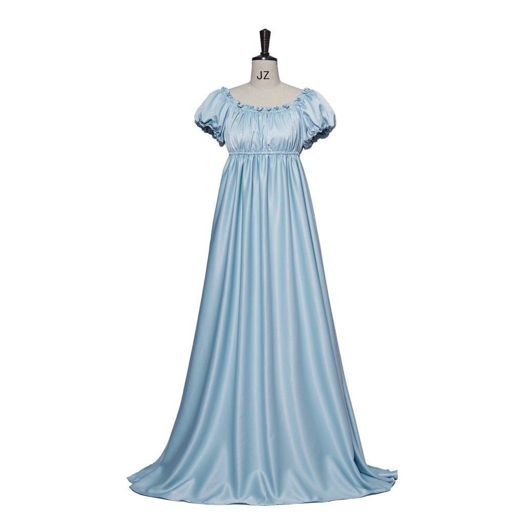 Vestido de Cosplay Bridgerton - Vestido de Regencia Azul Claro con Cintura Imperio - Fantasia Cosera