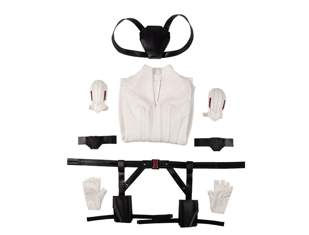 Traje de Cosplay de Black Widow Traje Blanco - Outfit de la Película del Universo Cinematográfico de Marvel - Fantasia Cosera