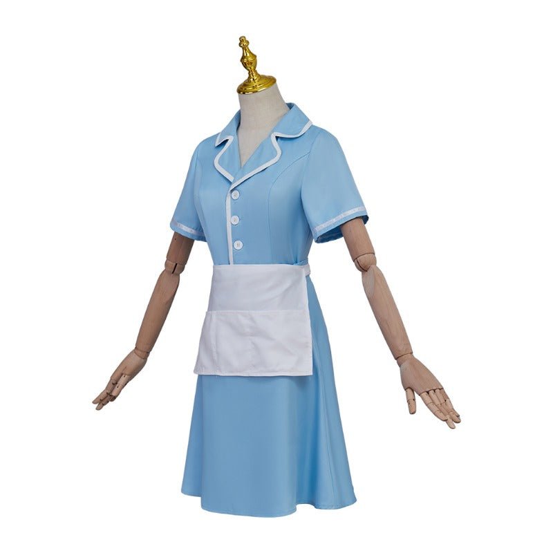 Vestido de Camarera Azul con Delantal para Mujer – Inspirado en Waitress el Musical - Fantasia Cosera