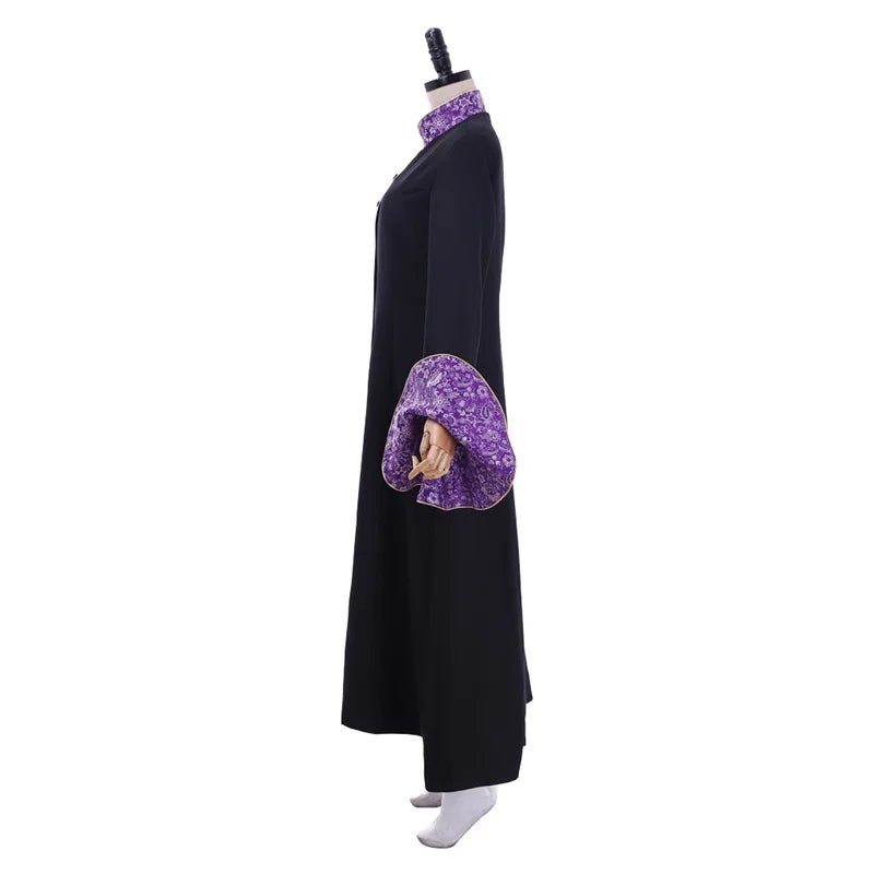 Vestido de Sacerdotisa Medieval para Mujer - Manga de Trompeta Negro con Capa | Serie Cosplay Fantasía Cosera - Fantasia Cosera