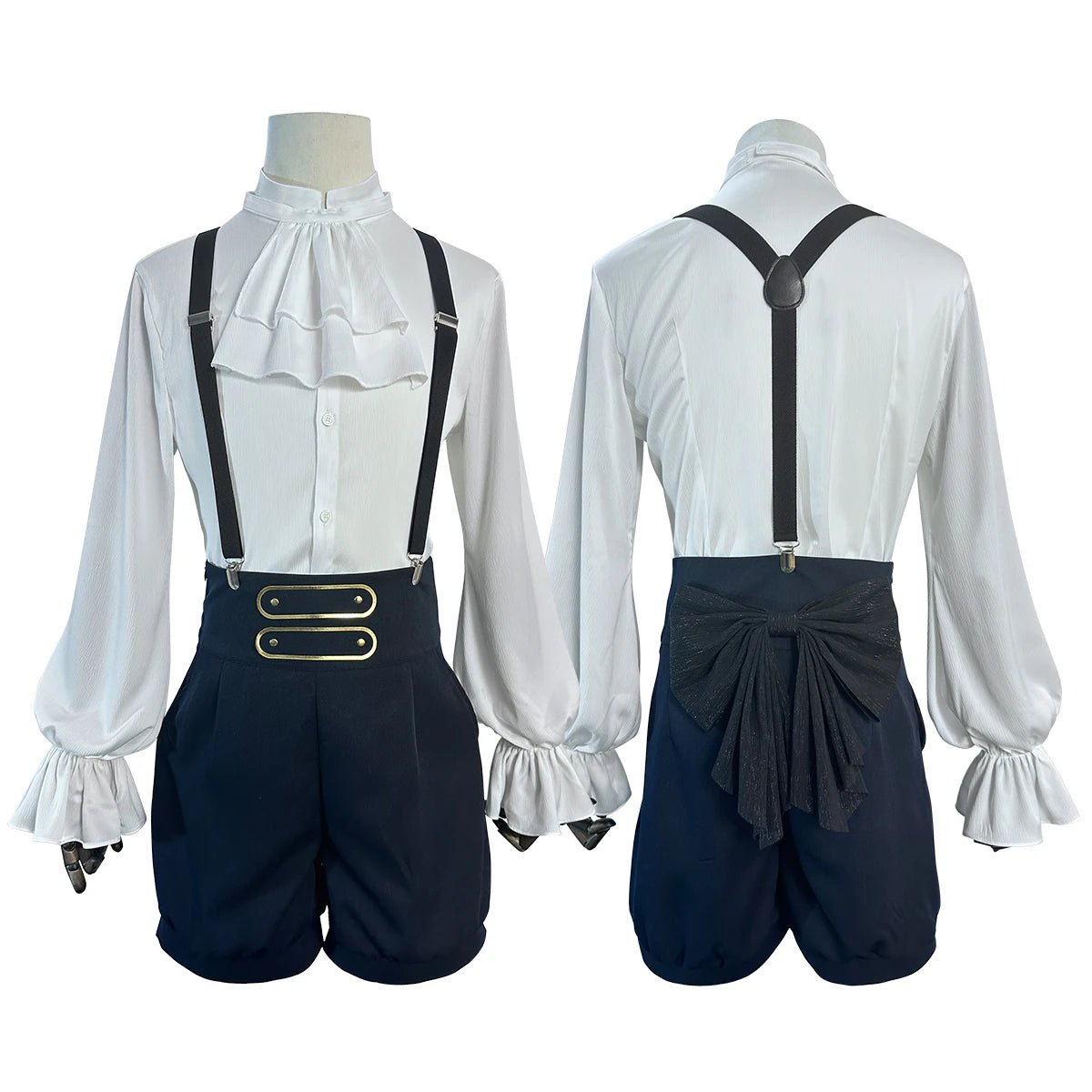 Traje de Cosplay de Bachira de Blue Lock Completo con Cuerno Maligno, Peluca, Cola, Camisa, Pantalones y Red de Rosa - Fantasia Cosera