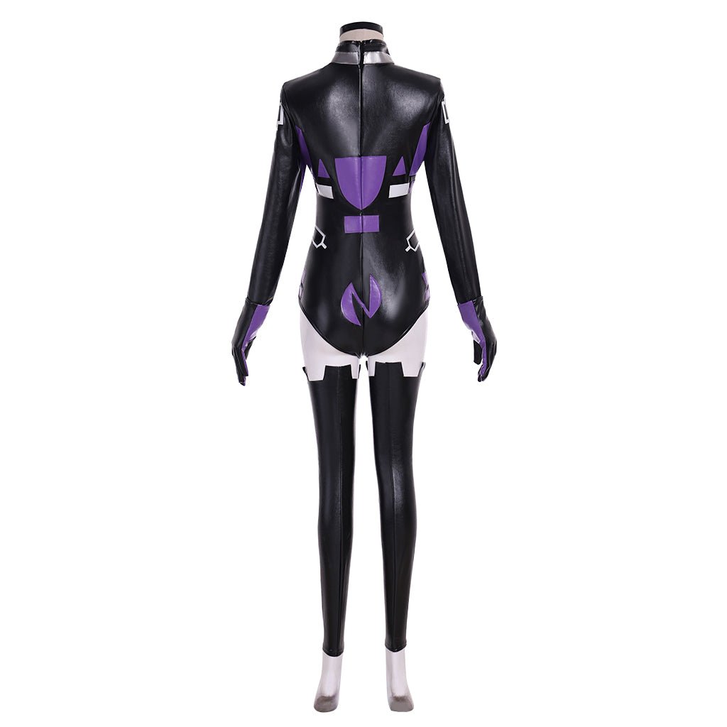 Traje de Cosplay de Nepgear - Jumpsuit Negro y Púrpura para Mujer | Bodysuit de Cuero - Fantasia Cosera