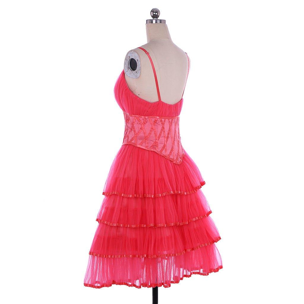 Vestido de Cosplay de Glinda la Bruja Buena Rosa de Encaje y Tul con Tirantes para Mujer - Fantasia Cosera