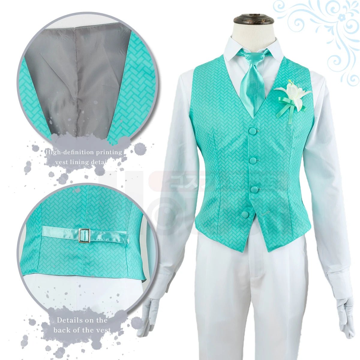 Traje de Cosplay de Rin Itoshi de Blue Lock con Peluca, Tuxedo y Rosa para Exhibición - Fantasia Cosera