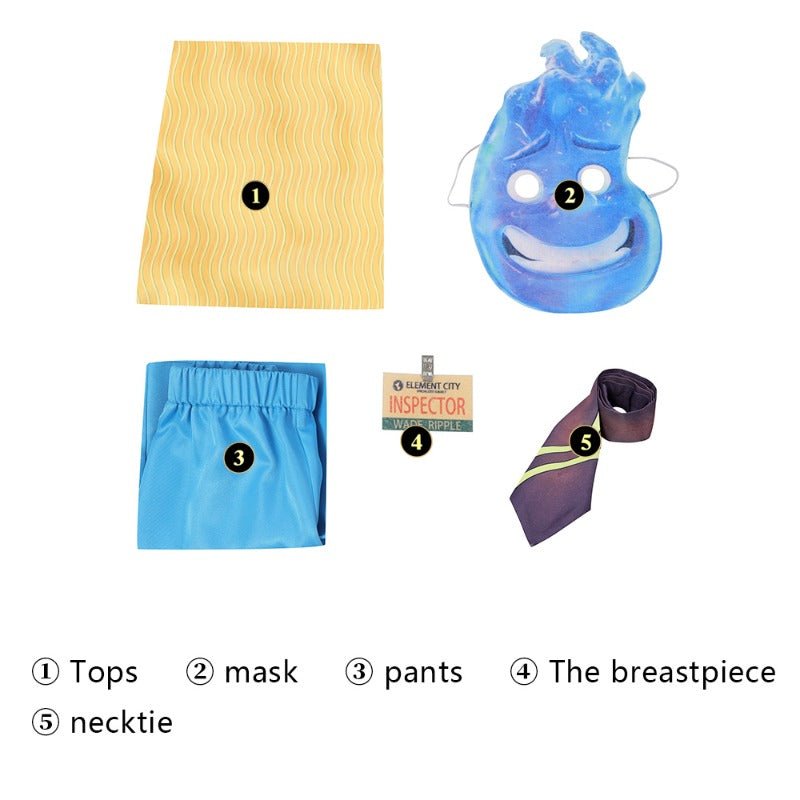 Traje de Cosplay Wade Ripple de Disney Elemental para Halloween - Fantasia Cosera