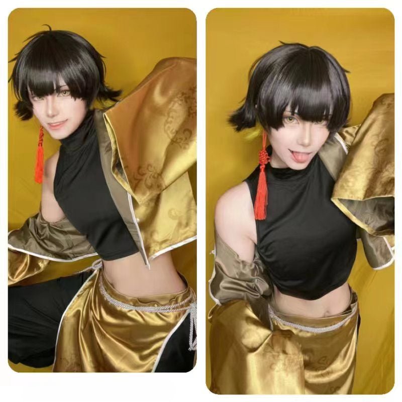 Traje de Cosplay de Bachira de Blue Lock Anime Estilo Kung Fu Tang Suit con Peluca de Fibras Sintéticas Ajustable - Fantasia Cosera