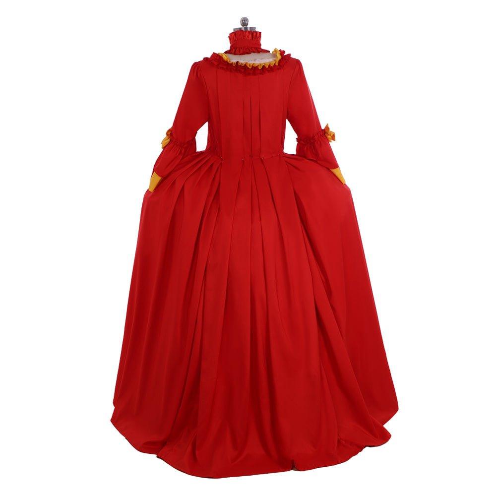 Vestido Rojo y Amarillo del Siglo XVIII - Un Vibrante Disfraz Inspirado en Marie Antoinette - Fantasia Cosera