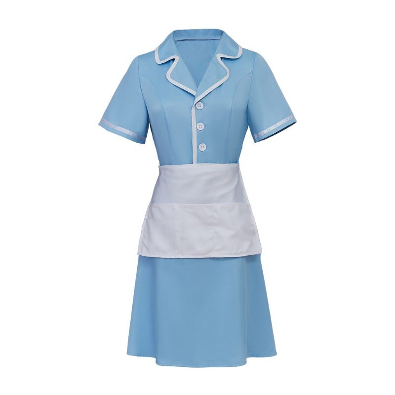 Vestido de Camarera Azul con Delantal para Mujer – Inspirado en Waitress el Musical - Fantasia Cosera