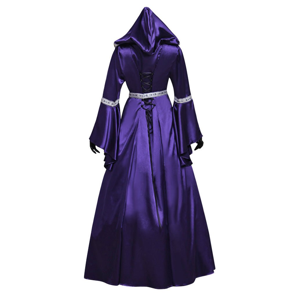 Vestido Medieval Princesa con Capucha para Cosplay, Traje Noble de Mangas Campana para Halloween y Ferias Renacentistas - Fantasia Cosera