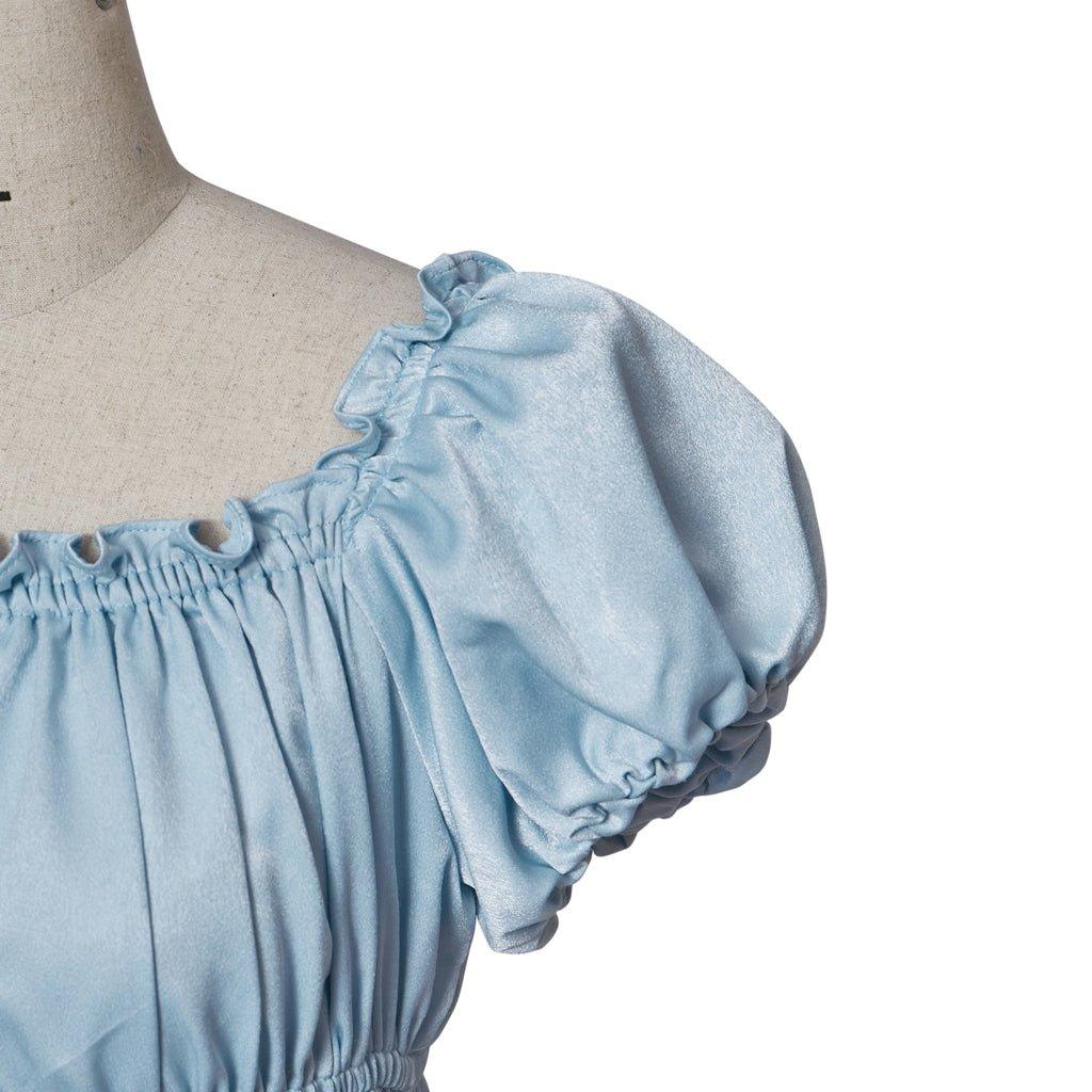 Vestido de Cosplay Bridgerton - Vestido de Regencia Azul Claro con Cintura Imperio - Fantasia Cosera