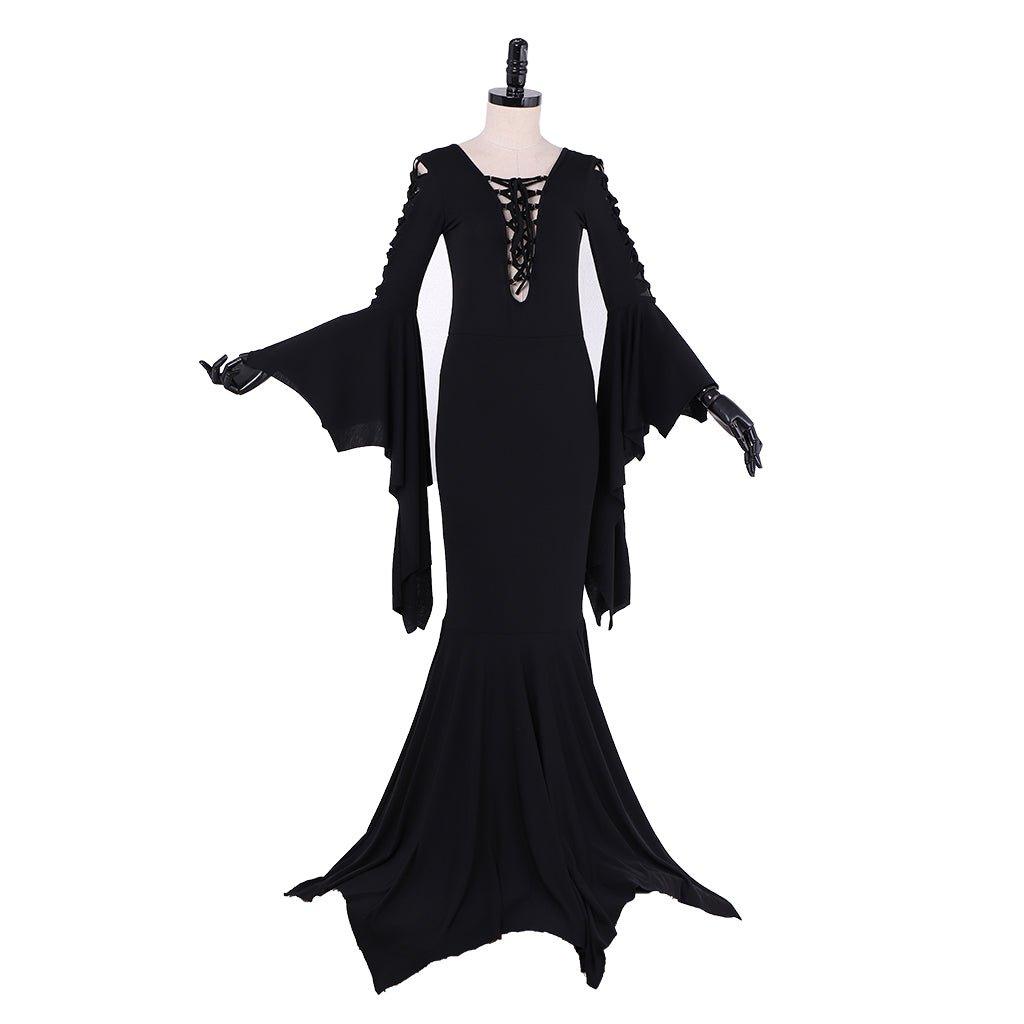 Vestido de Morticia Addams | Cosplay Gótico Vintage Largo hasta el Suelo para Halloween - Fantasia Cosera