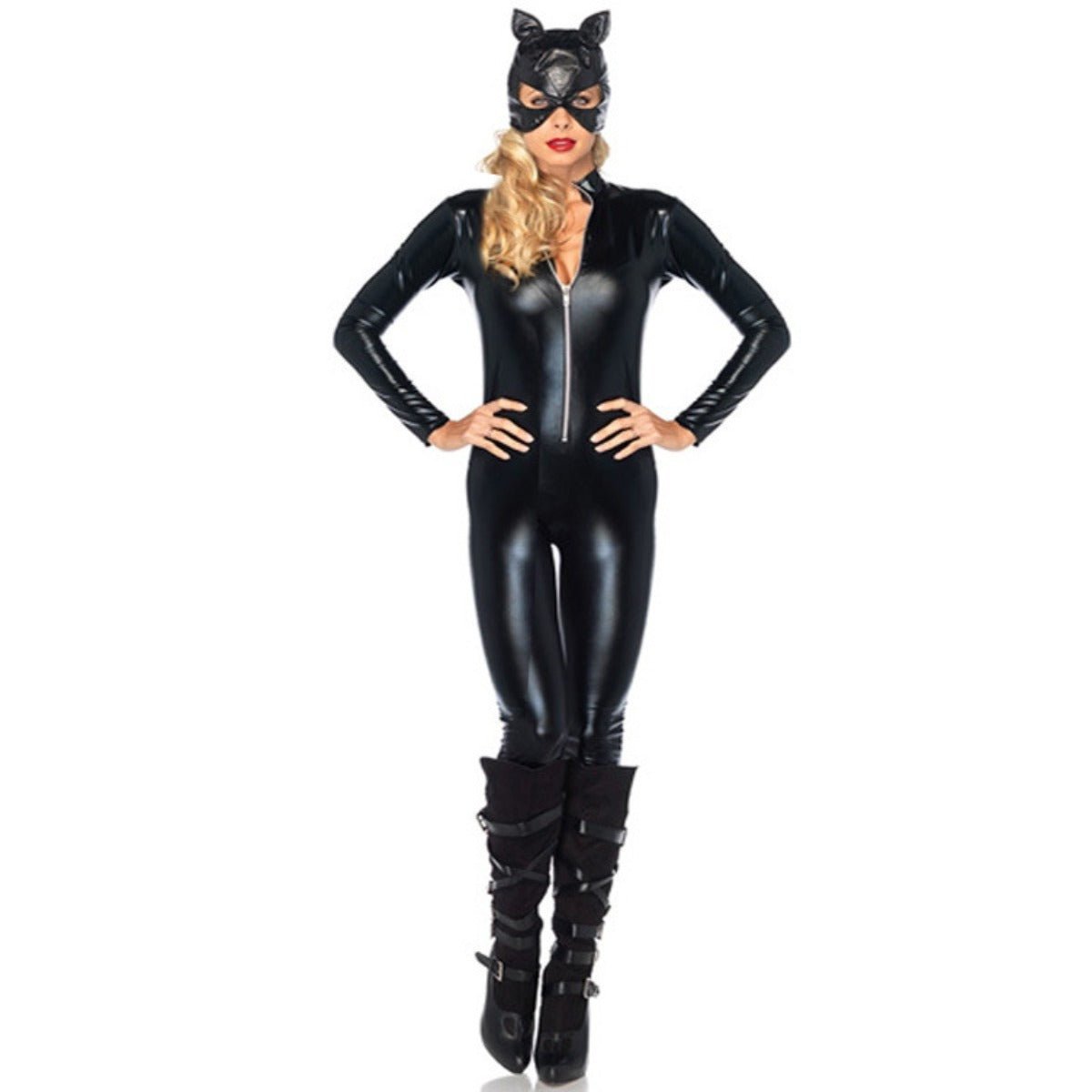Disfraz de Catwoman para Halloween - Traje de Cuero Brillante de Batwoman para Cosplay y Actuaciones - Fantasia Cosera