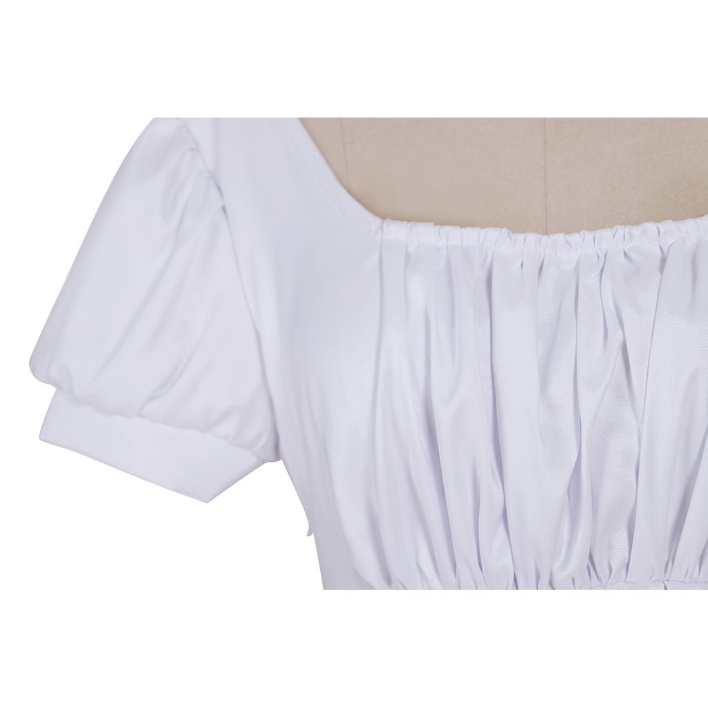 Vestido Regencia Blanco Sencillo para Damas - Vestido de Baile de Té Hecho a Medida - Estilo Medieval - Fantasia Cosera