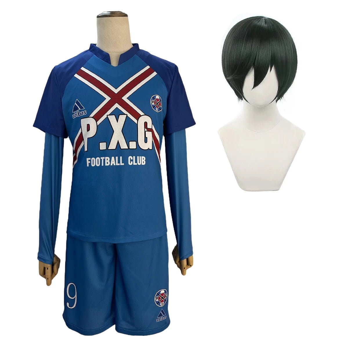 Traje de Cosplay de Blue Lock Anime Rin Itoshi Shidou Ryusei Charles Karasu Camiseta P.X.G Peluca Bordado Uniforme de Fútbol - Fantasia Cosera