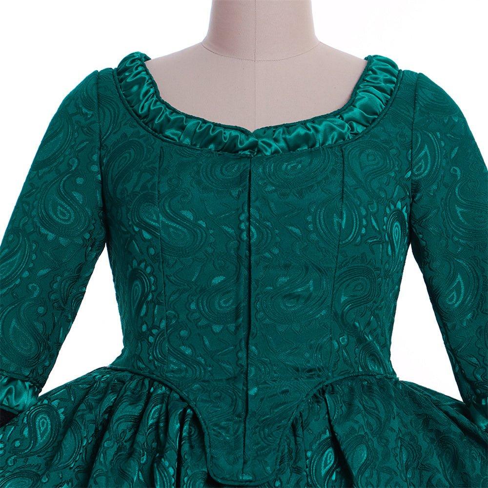 Vestido de Brocado Verde Inspirado en Marie Antoinette - Siglo XVIII Rococo Revival por Fantasía Cosera - Fantasia Cosera