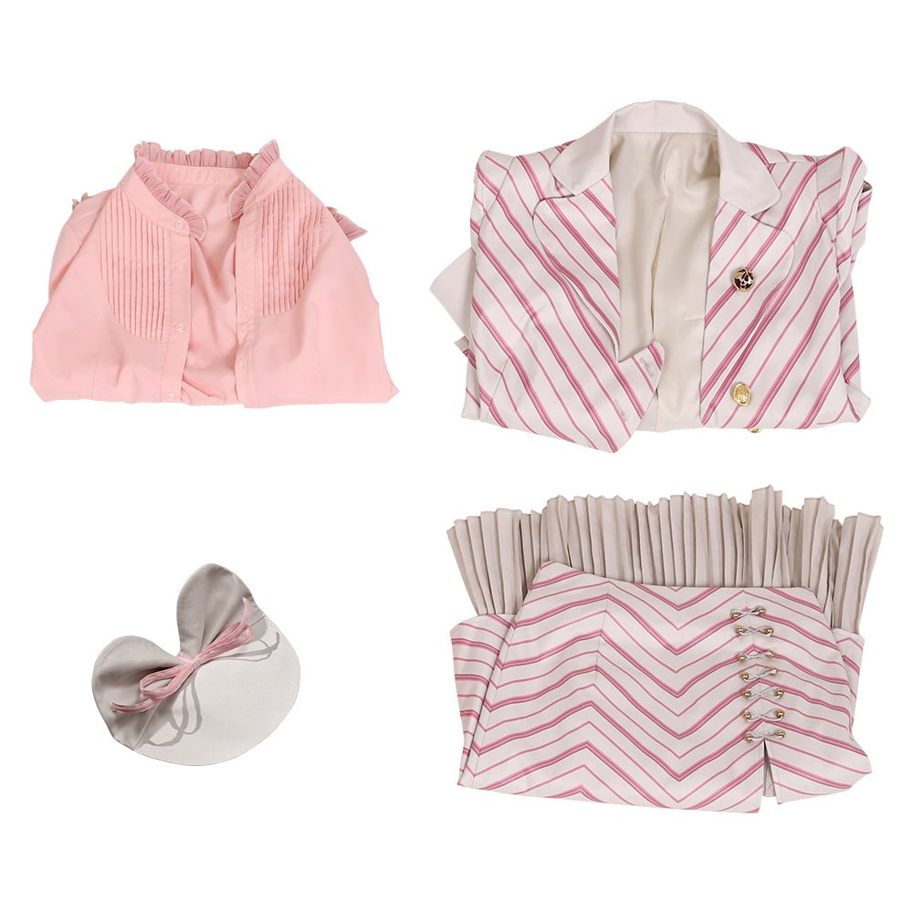 Traje de Glinda la Bruja Buena de Wicked - Outfit a Rayas para Representaciones Musicales - Fantasia Cosera