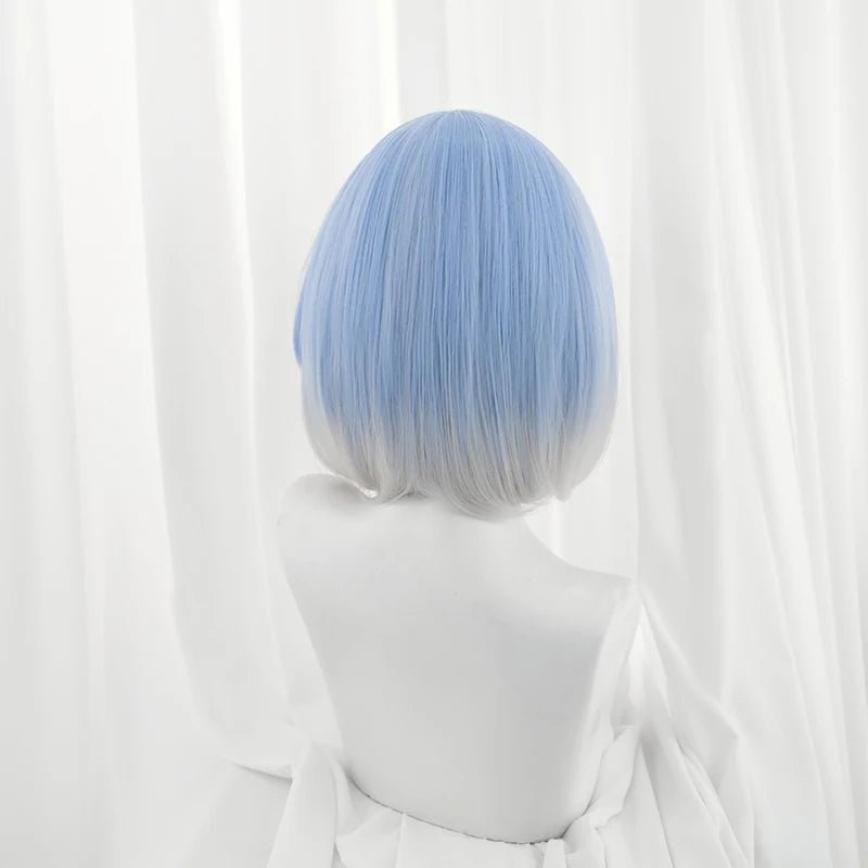Peluca de Cosplay de Irelia de LOL - Nueva Piel 35cm Degradado Azul para Mujer - Fantasia Cosera