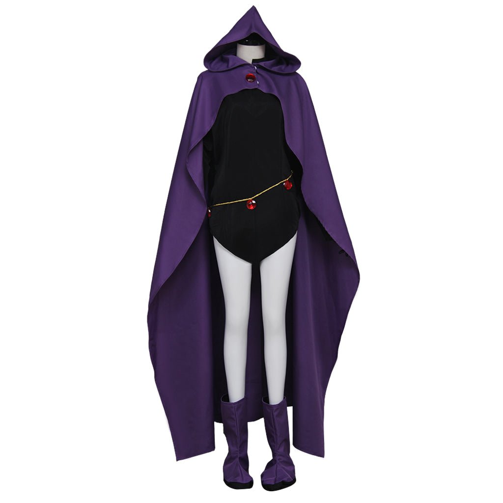 Traje de Cosplay de Raven de Teen Titans - Superheroína Comic Halloween Capa y Unitard - Fantasia Cosera