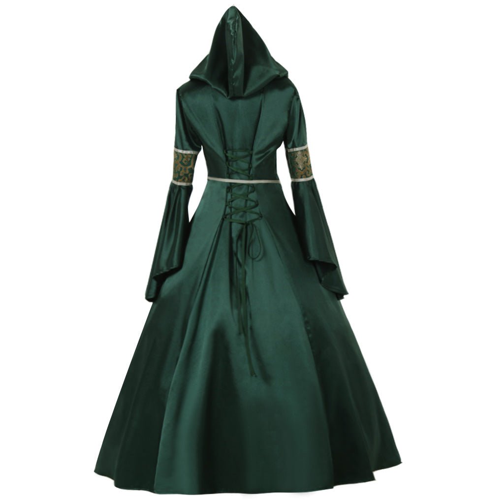 Vestido Gótico Medieval Noble para Dama, Vestido de Vampiro Verde con Estilo Victoriano - Fantasia Cosera