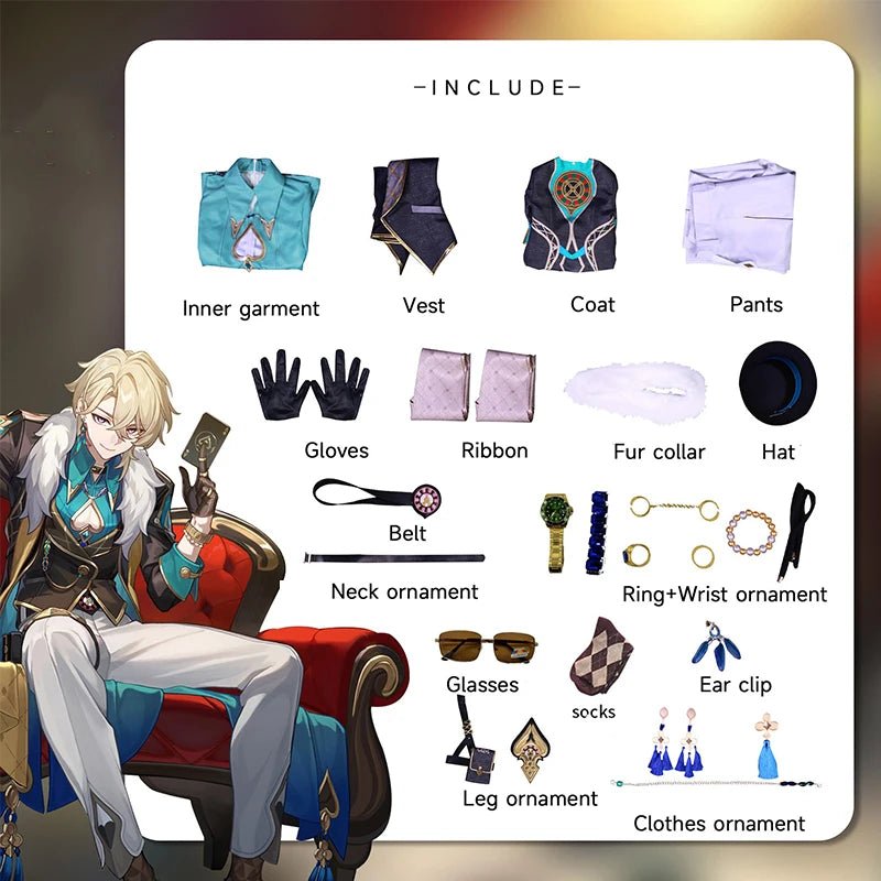 Traje de Cosplay Aventurine de Honkai Star Rail Colegas de Topaz Corporación de Paz Interastral Disfraz de Halloween para Hombres - Fantasia Cosera