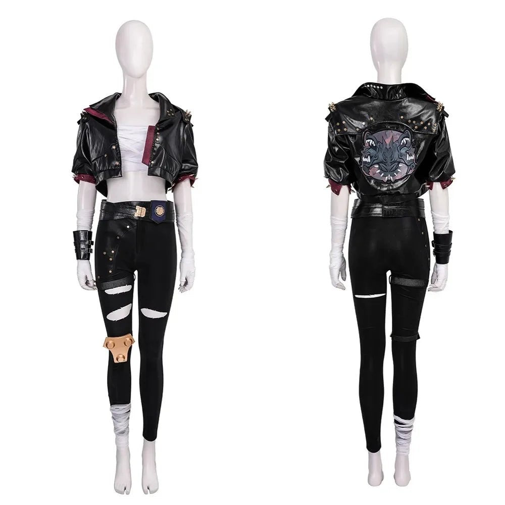 Traje de Cosplay de Vi de LOL Arcane 2 - Abrigo de Piel, Pantalones y Accesorios Completo para Halloween y Fiestas Temáticas - Fantasia Cosera