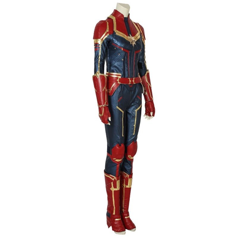 Traje de Cosplay de Cuero Azul Metálico de Captain Marvel – Ideal para Fans de Marvel - Fantasia Cosera
