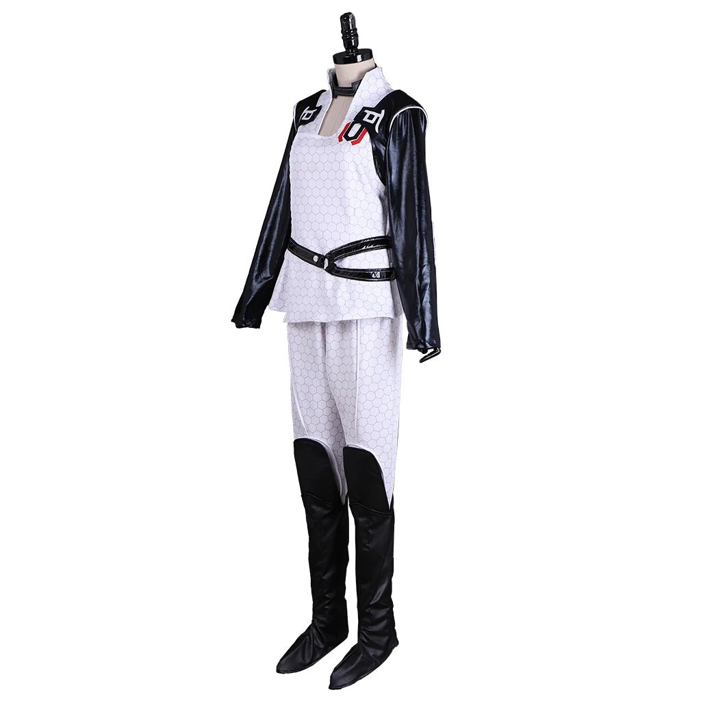 Traje de Cosplay Miranda Lawson para Mujer - Uniforme de Batalla Retro Punk Blanco para Fiesta de Halloween, Carnaval y Streetwear - Fantasia Cosera