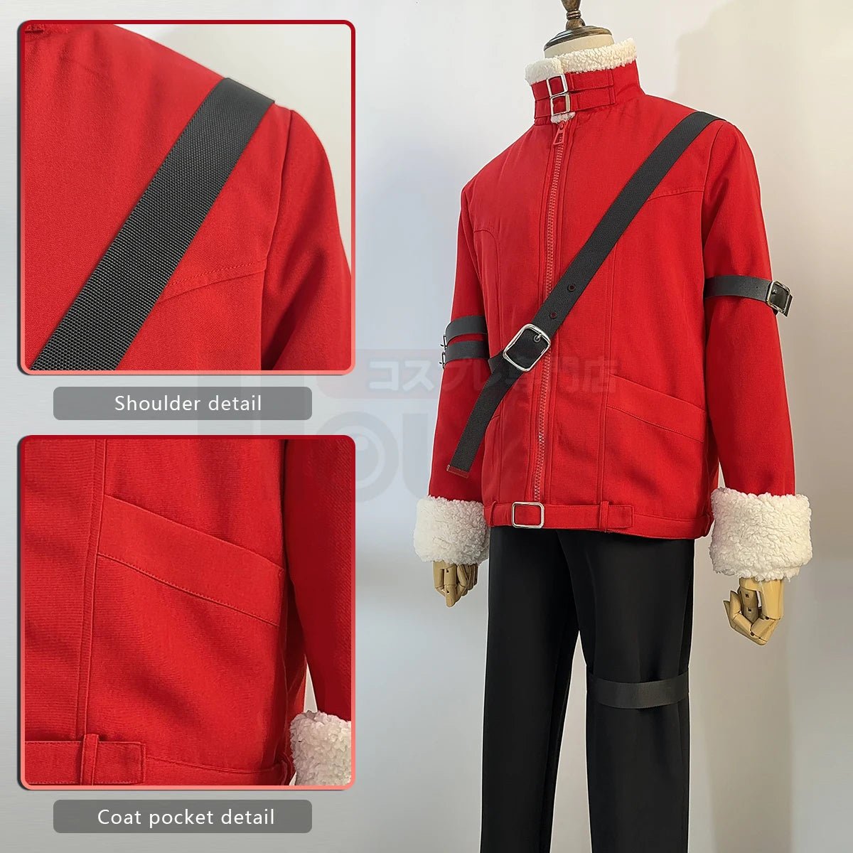 Traje de Cosplay de Stark de Frieren: Chaqueta Roja de Invierno, Pantalones Negros y Peluca - Outfit Perfecto de Anime - Fantasia Cosera