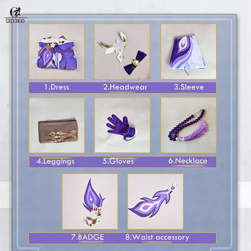 Traje de Cosplay de Keqing de Genshin Impact para Mujer, Vestido Morado para Halloween - Fantasia Cosera