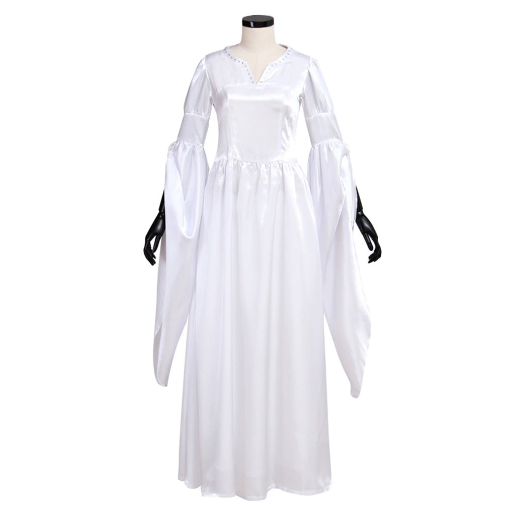 Vestido Medieval Blanco con Chaleco Negro para Adultos - Traje de Cosplay Personalizado para Fiestas de Halloween y Carnaval - Fantasia Cosera