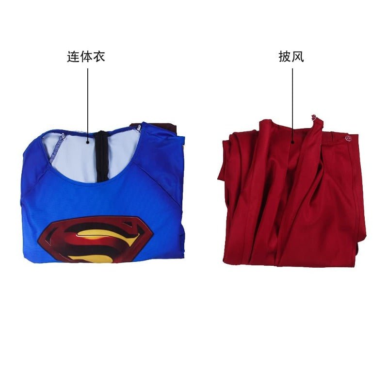 Traje de Cosplay Clark Azul Super Héroe Tierras Infinitas con Capa - Disfraz de Superman para Halloween - Fantasia Cosera