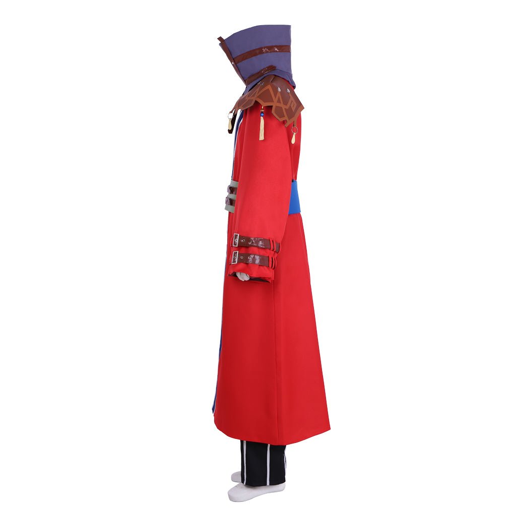 Traje de Cosplay de Auron de Final Fantasy X | Conjunto Completo de Traje Rojo para Role Play - Fantasia Cosera
