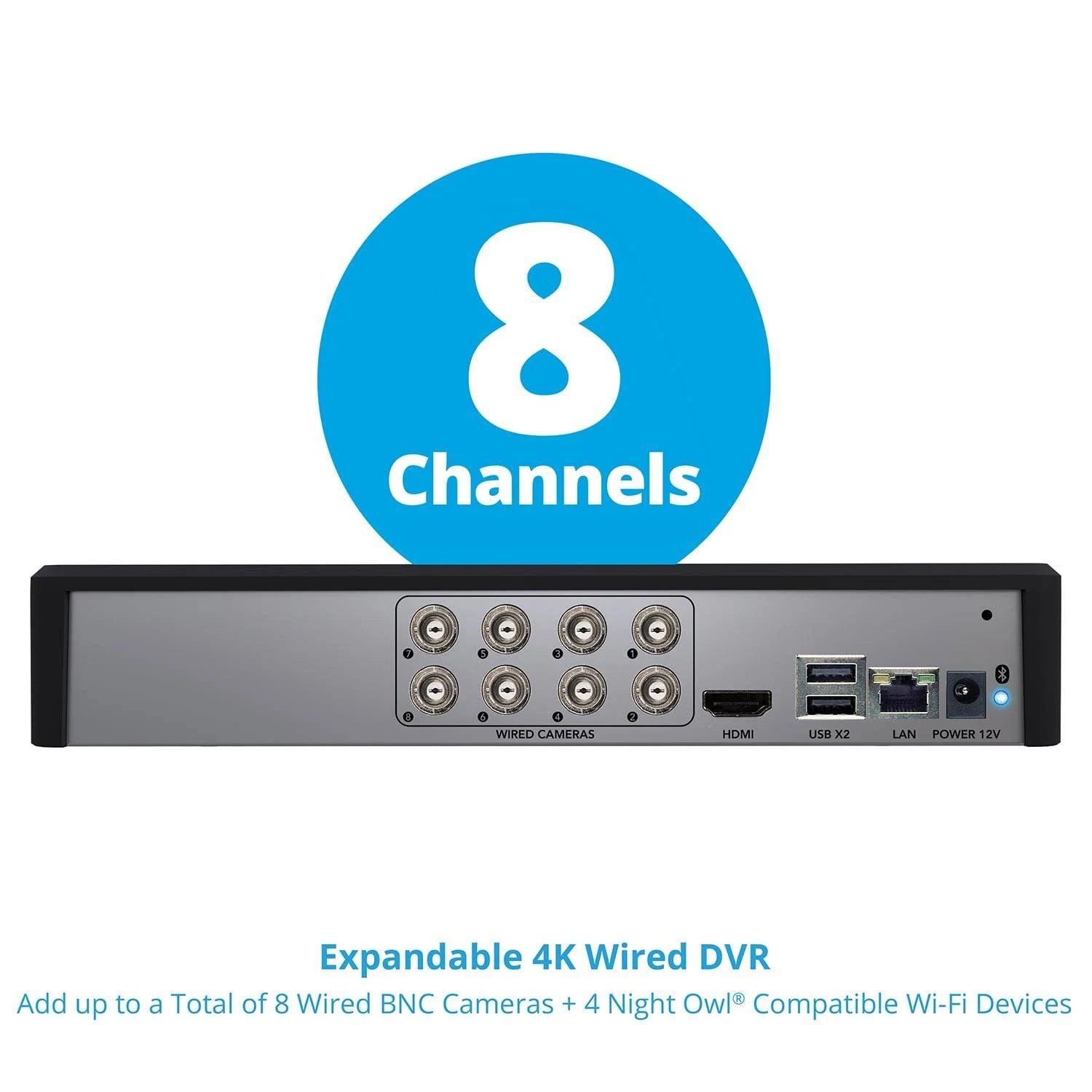 Night Owl SP, LLC 8 Channel Bluetooth Video Home Security Camera System with (4) Wired 4K UHD IndoorOutdoor Spotlight Cameras Audio and 1TB Hard Drive - MadeInUSA