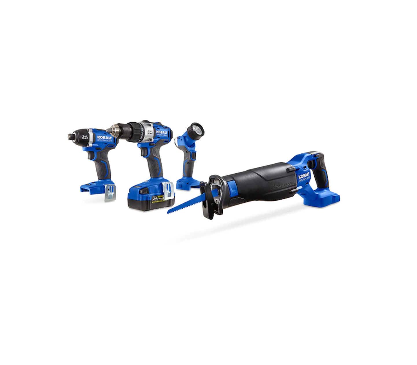 Kobalt KLC 4024A03 4Tool 24Volt Max Brushless Power Tool Combo Kit with Soft Case 1Battery Included and Charger Included - MadeInUSA
