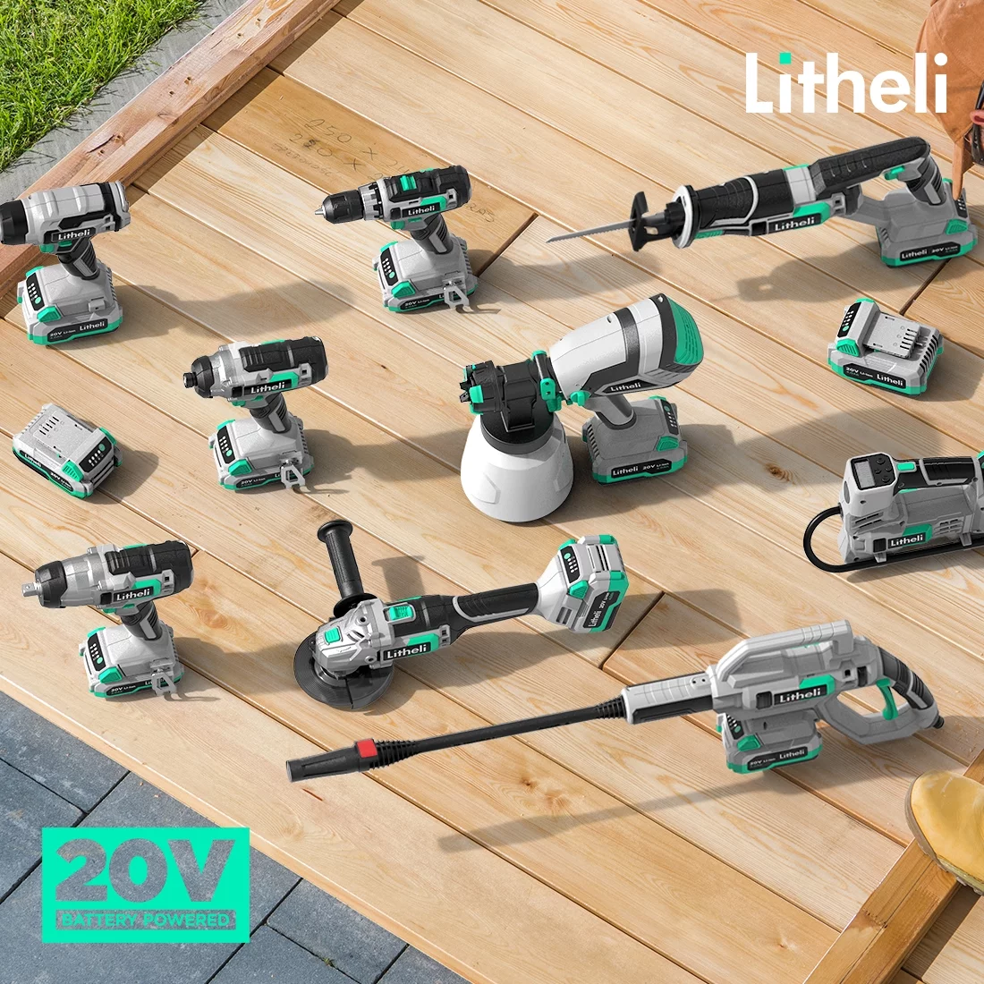 Litheli 20V Cordless Paint Sprayer Gun, HVLP Paint Sprayers Battery Powered Paint Gun with 4.0 Ah Battery & Charger - MadeInUSA