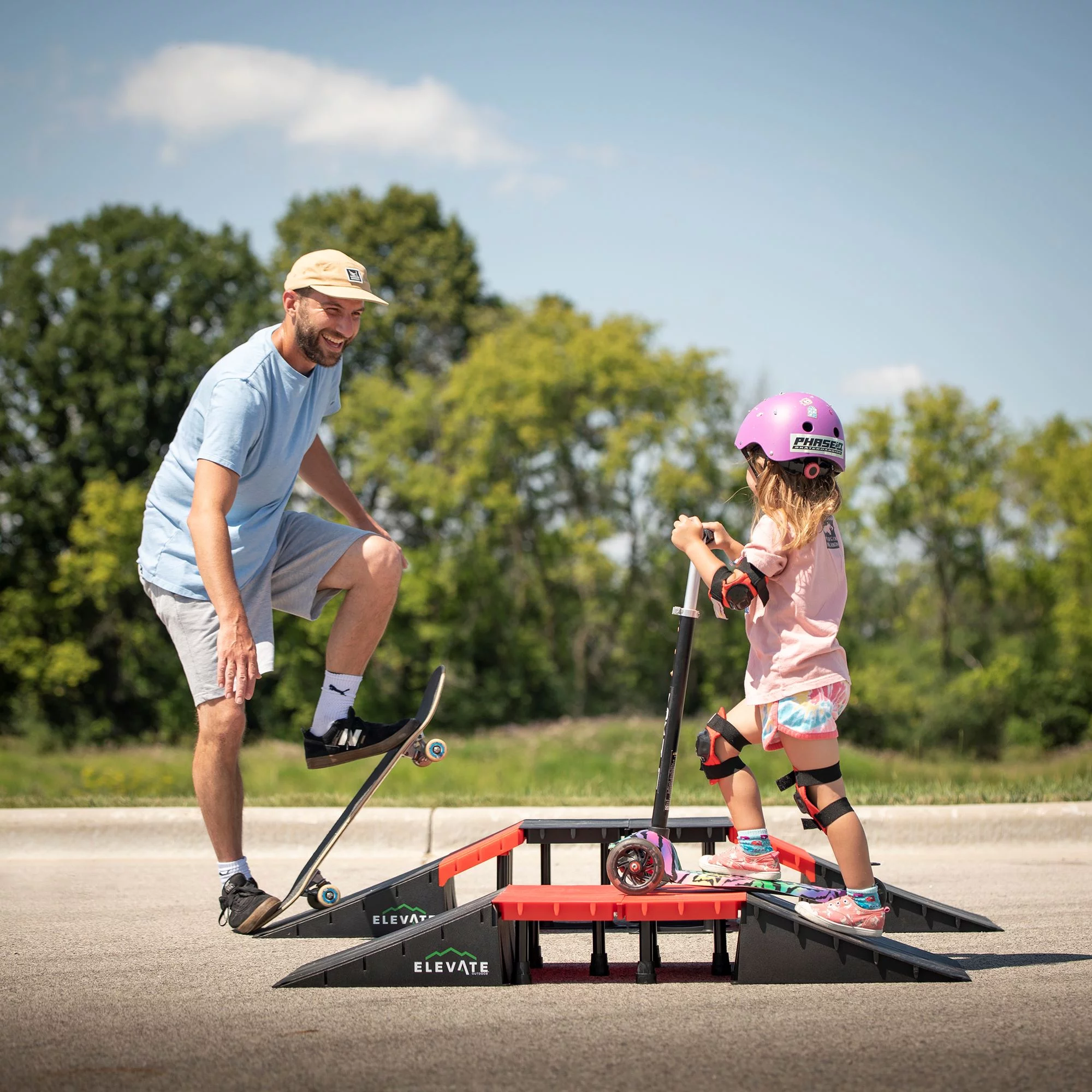 Elevate Outdoor Mini EZ-Link Skateboard Ramp Set with Slopes - MadeInUSA