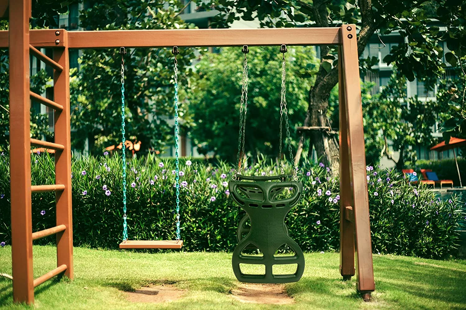 Milliard Glider Swing for Swing Set Back-to-Back Glider for Kids, Attachment Options Included, Green - MadeInUSA