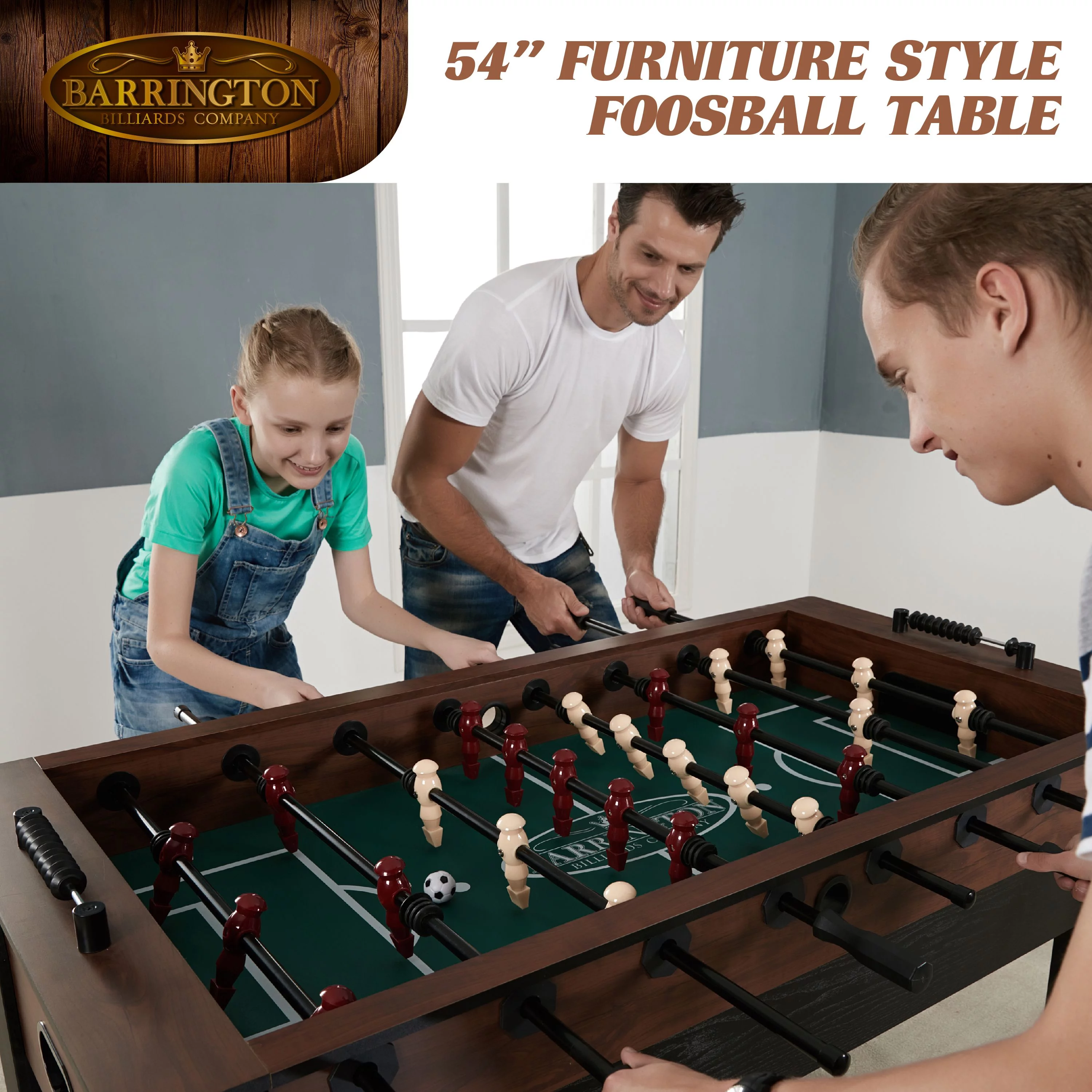 Barrington 54 Furniture Style Foosball Game Table, 54 inch x 27.25 inch x 34 inch - MadeInUSA