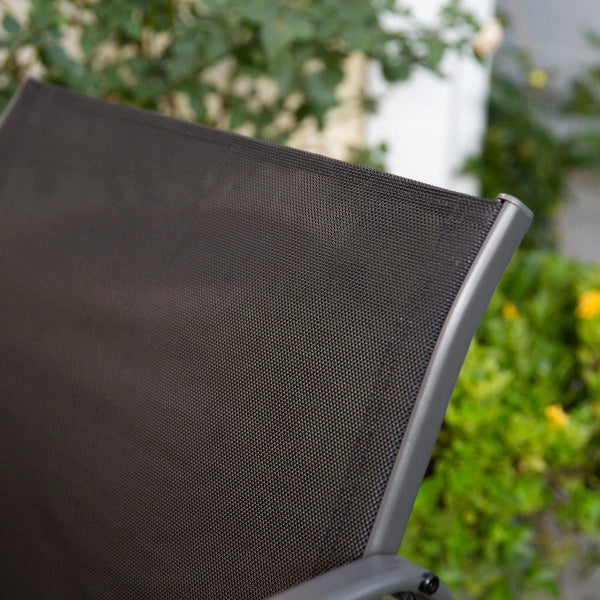 Barton 4 Pieces Outdoor Patio Furniture Lounger Chair Set w Glass Table, Black - MadeInUSA