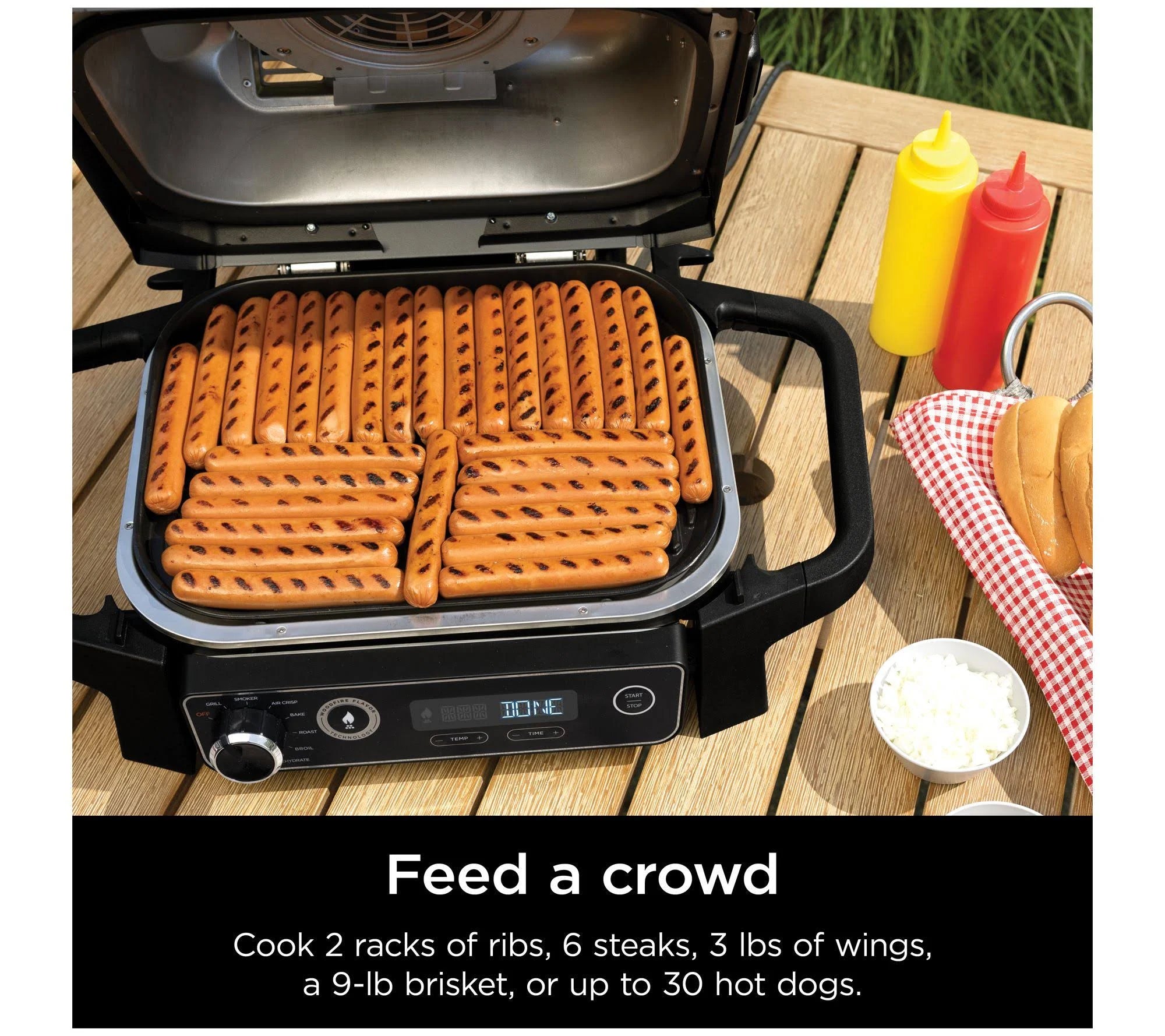 Ninja 7-in-1 Woodfire Electric Outdoor Grill &Air Fryer Grill ,Grey - MadeInUSA