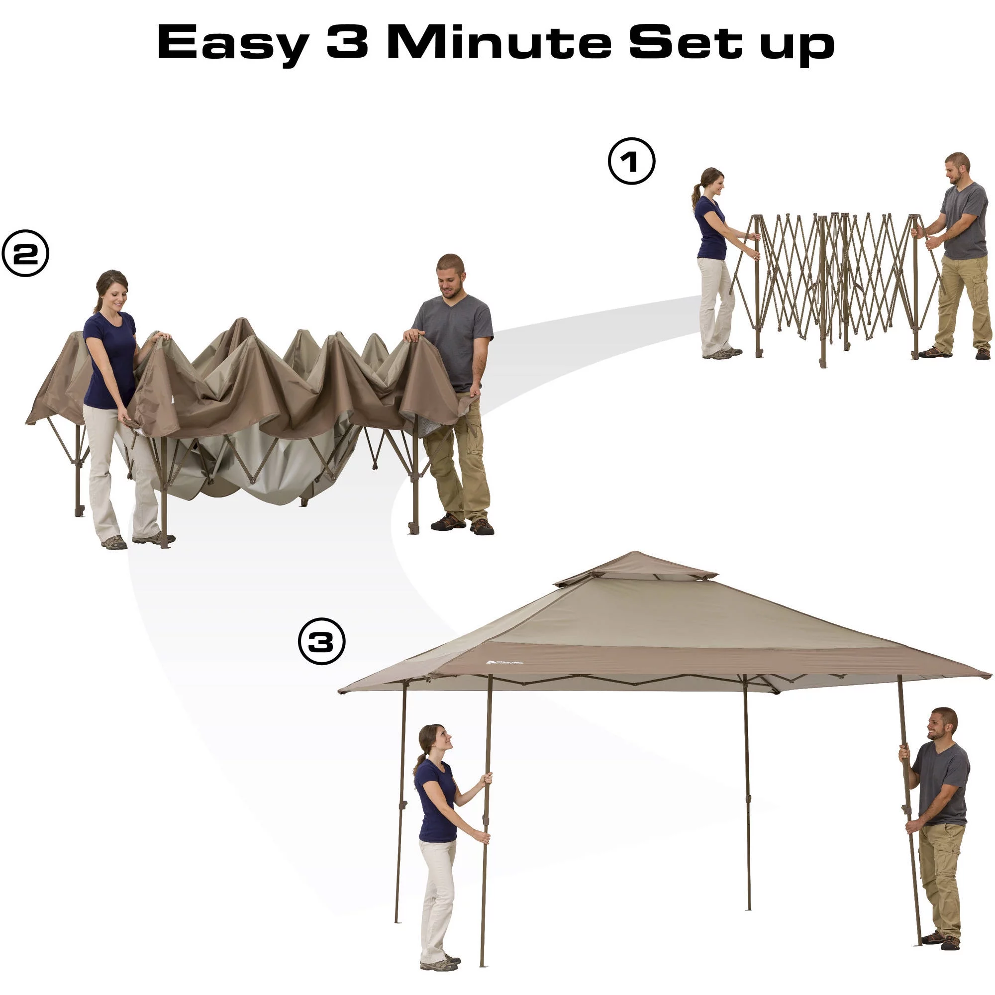 Ozark Trail 13' x 13' Beige Instant Outdoor Canopy with UV Protection - MadeInUSA