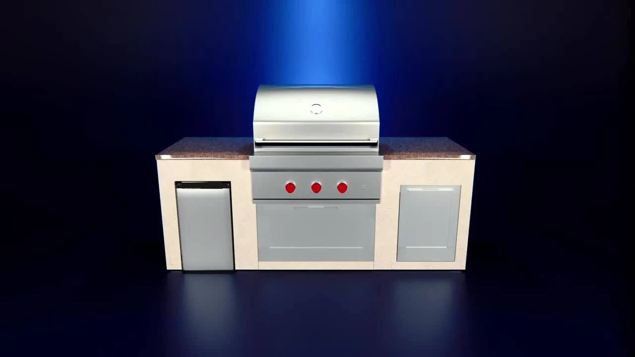 Uniframe Systems The Avon Fully Adjustable and Modular Outdoor Kitchen Grill Island Framing Kit in Galvanized Steel - MadeInUSA